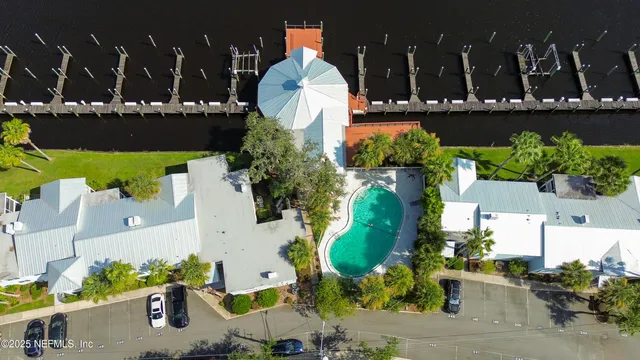 a view of a lake with a city