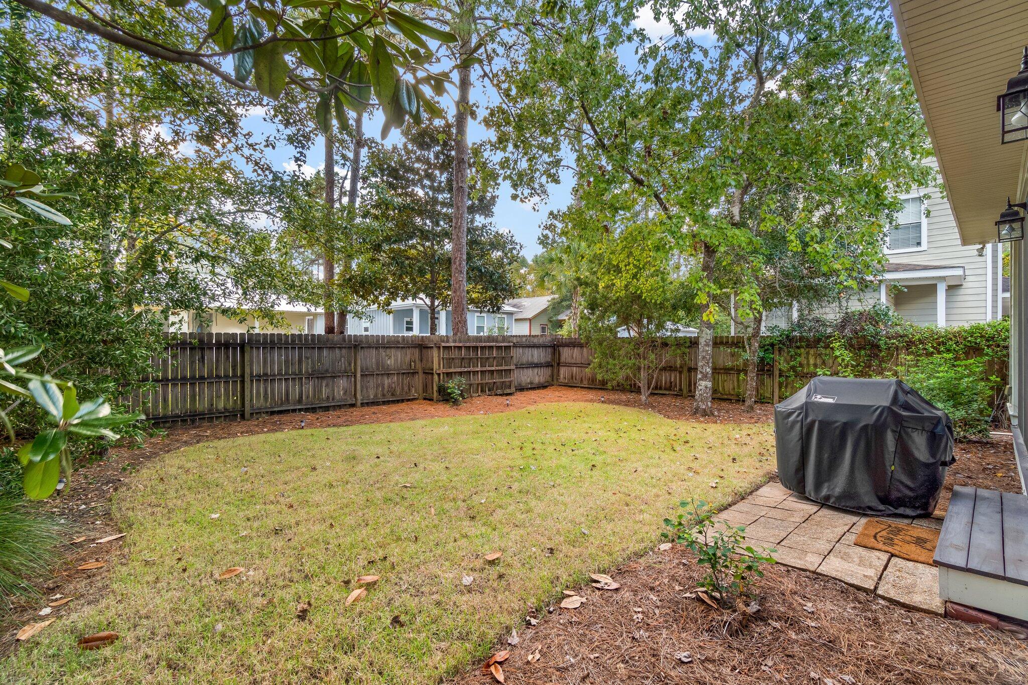 124 East Wild Blueberry Way Santa Rosa Beach, FL 32459 - Photo 28 of 38 a view of backyard with wooden fence and large trees