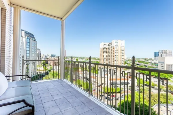 a city view from a balcony