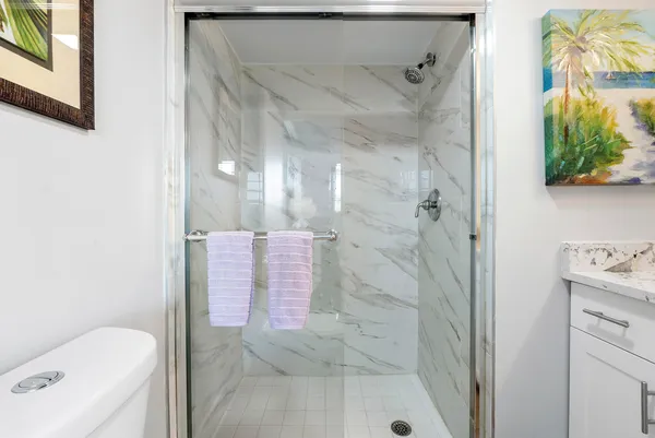 a bathroom with a shower