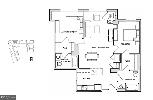 a view of a kitchen with furniture and a window