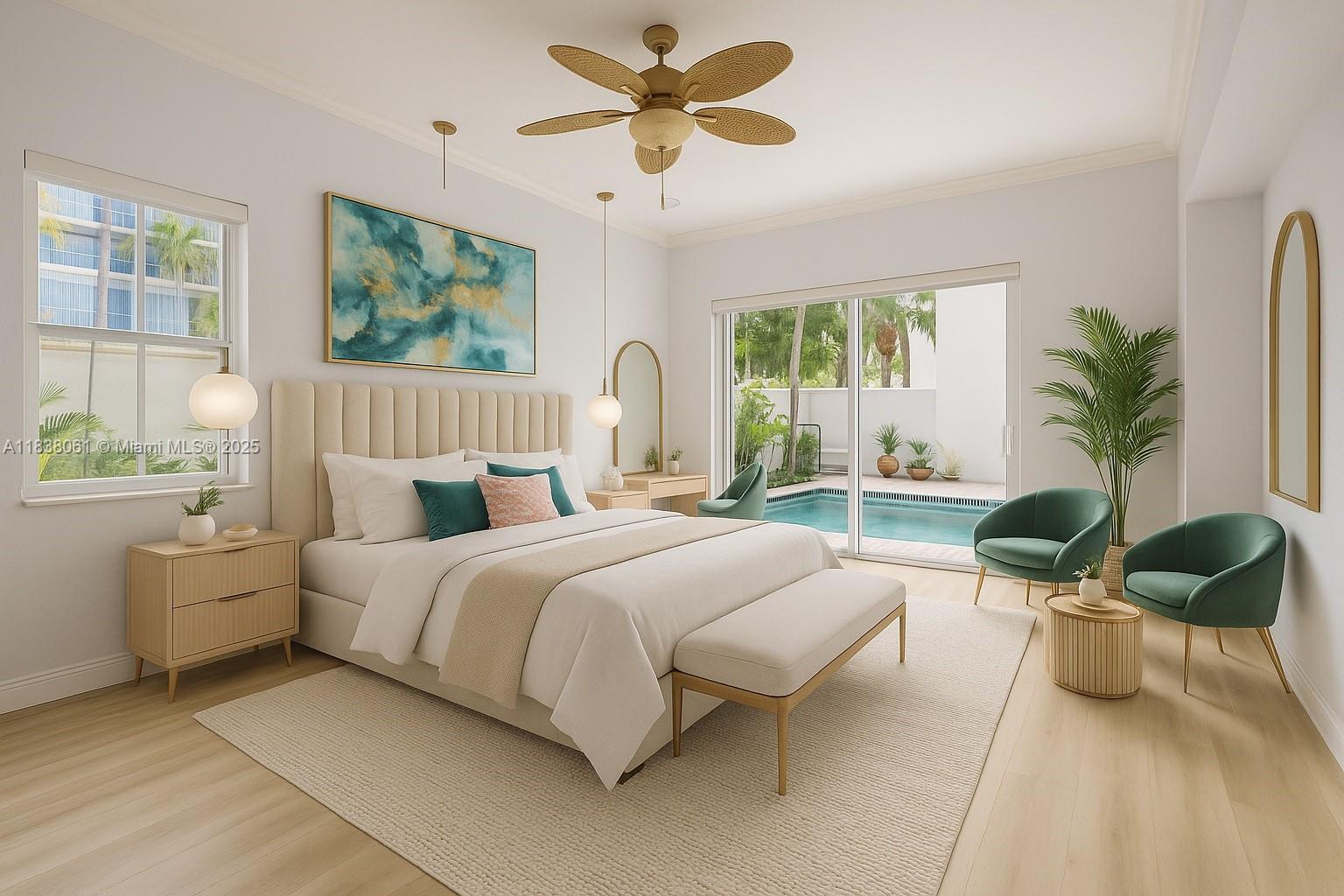 1571 Breakwater Terrace Hollywood, FL 33019 - Photo 13 of 42 a bedroom with a bed and a large window