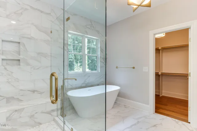 a view of a bathtub in a bathroom