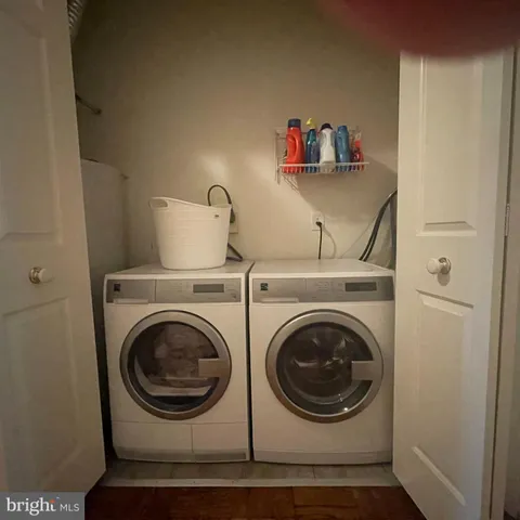 a utility room with dryer and washer