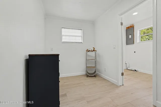 an empty room with windows