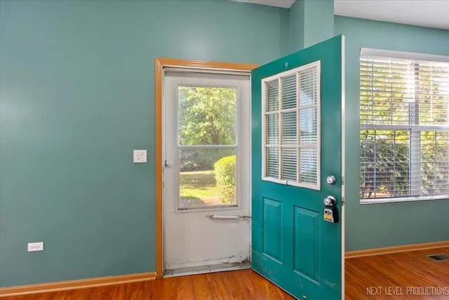 a view of an entryway with a window