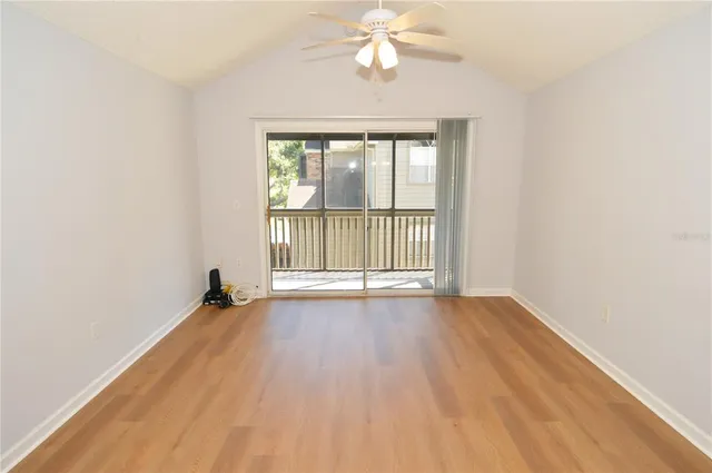 a view of small space with wooden floor