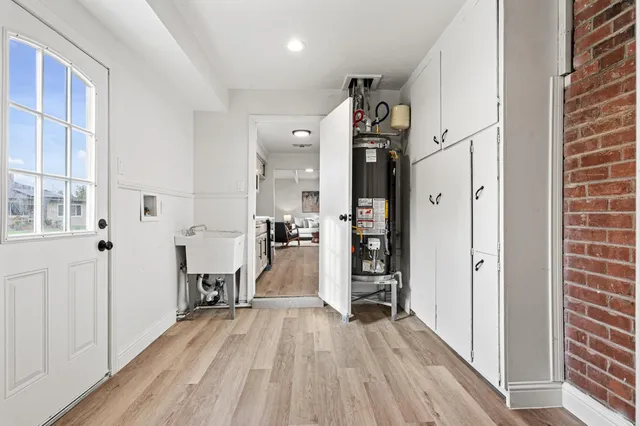 a dining room with table and chair