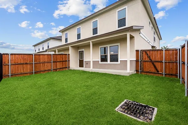 a view of a backyard with staircase