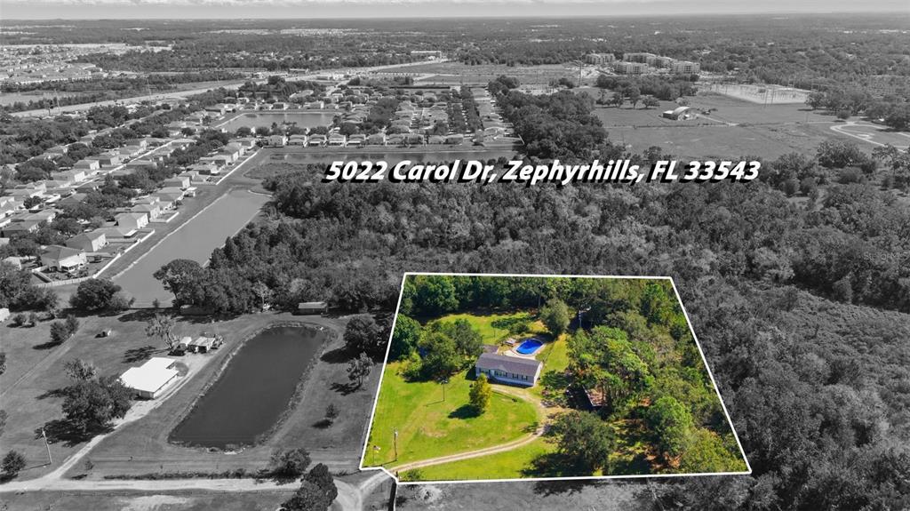 5022 Carol Drive Wesley Chapel, FL 33543 - Photo 22 of 25 an aerial view of a residential houses with yard