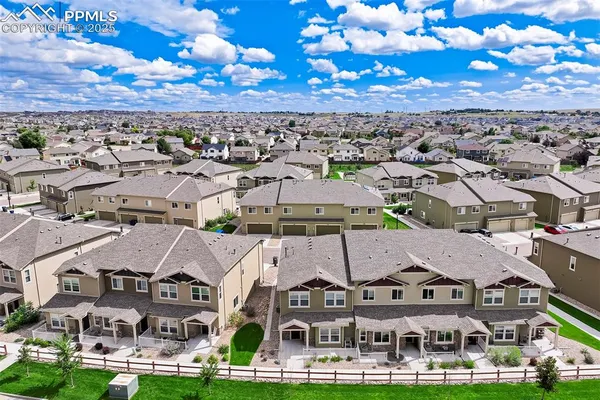 an aerial view of multiple house