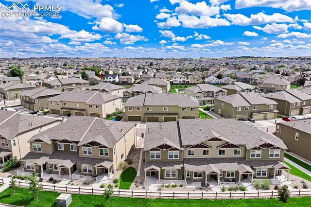 an aerial view of multiple house