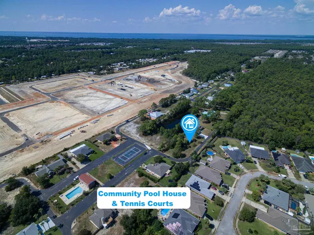 an aerial view of multiple house