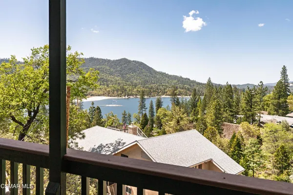a view of a lake from a window