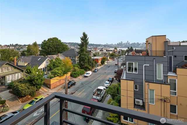 a view of a city from a balcony