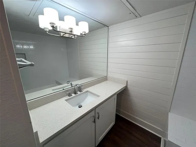 a bathroom with a bathtub