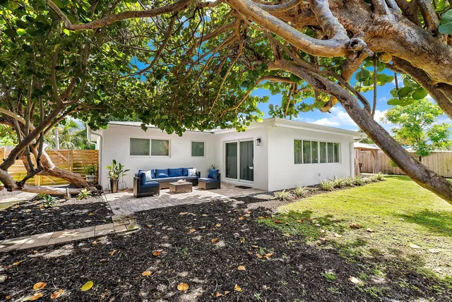a building outdoor space with patio furniture