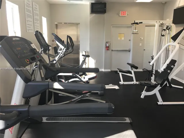 a room with gym equipment