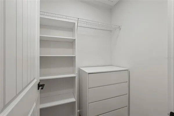 a room with a workspace