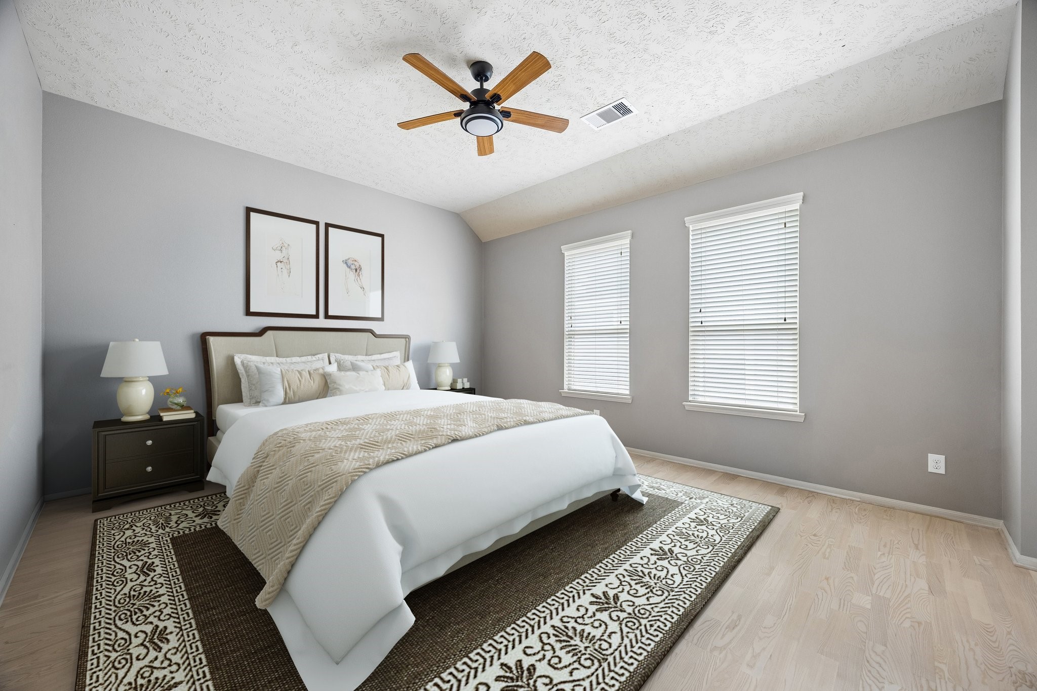 a bedroom with bed and a window