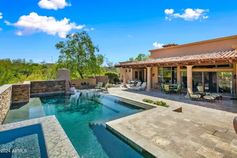 a view of a terrace with a lake view