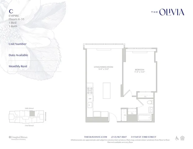 $5,155 | 315 West 33rd Street, Unit 15C | Hudson Yards