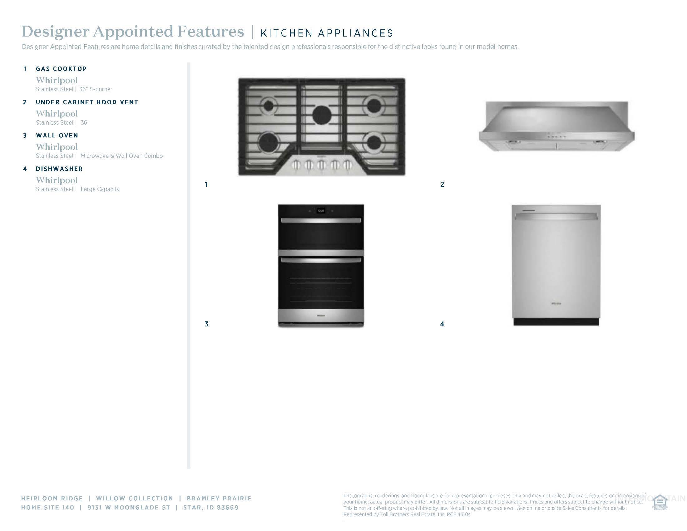 9131 West Moonglade Street Star, ID 83669 - Photo 17 of 22 Kitchen Appliance Specifications. Listing the specific models and brands of kitchen appliances included with the property