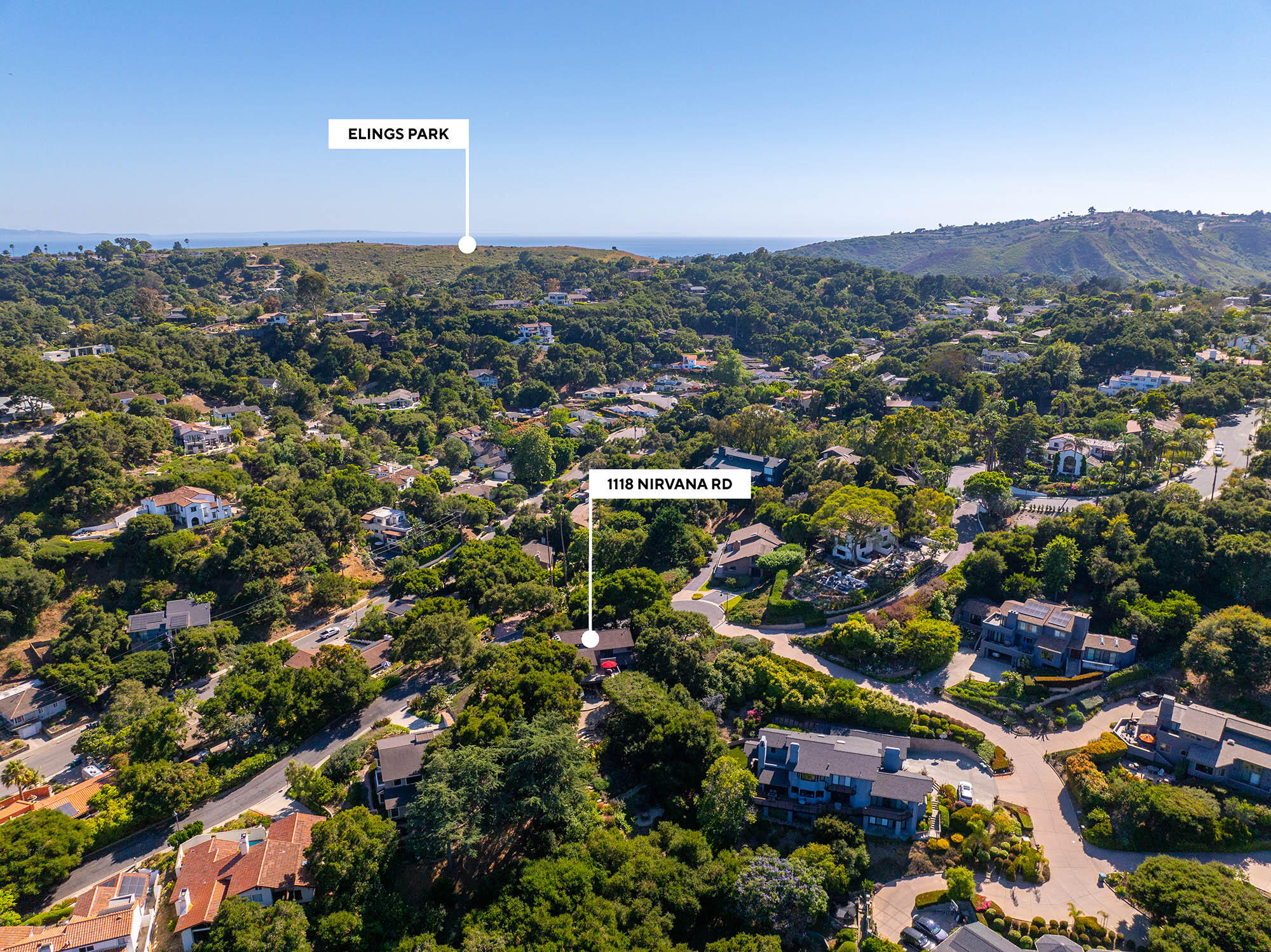 1118 Nirvana Road Santa Barbara, CA 93101 - Photo 15 of 88 13 Aerial south west Markers DJI_0421