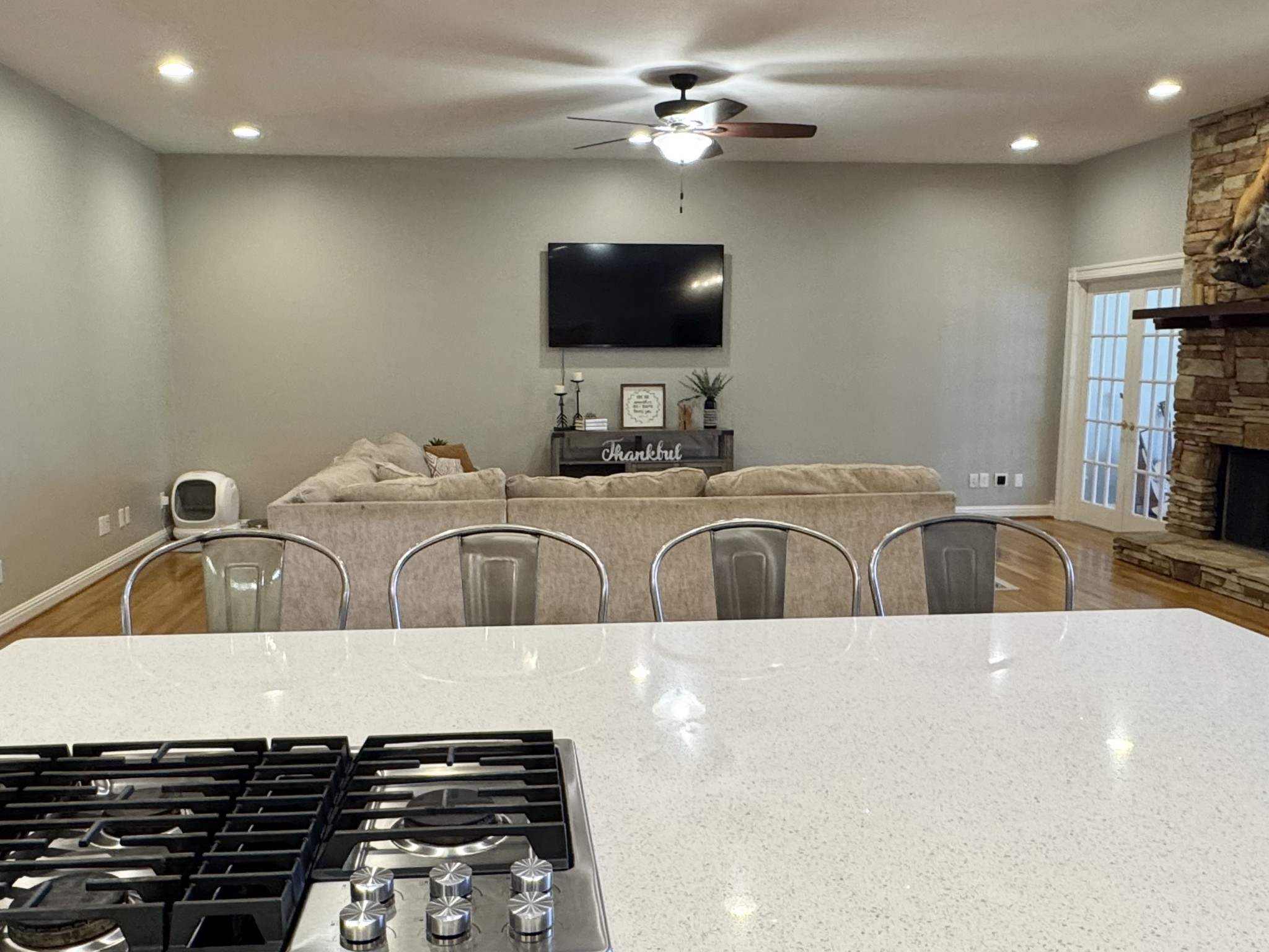 399 Edgar Meeks Road Burns, TN 37029 - Photo 17 of 28 a view of a kitchen with a sink and a refrigerator