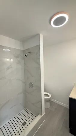 a bathroom with a shower