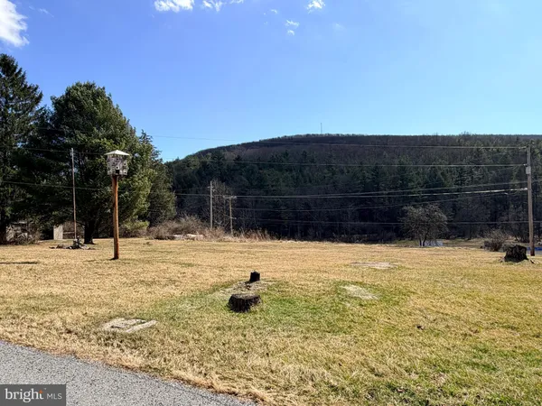 a view of a big house with a fountain plants and large trees
