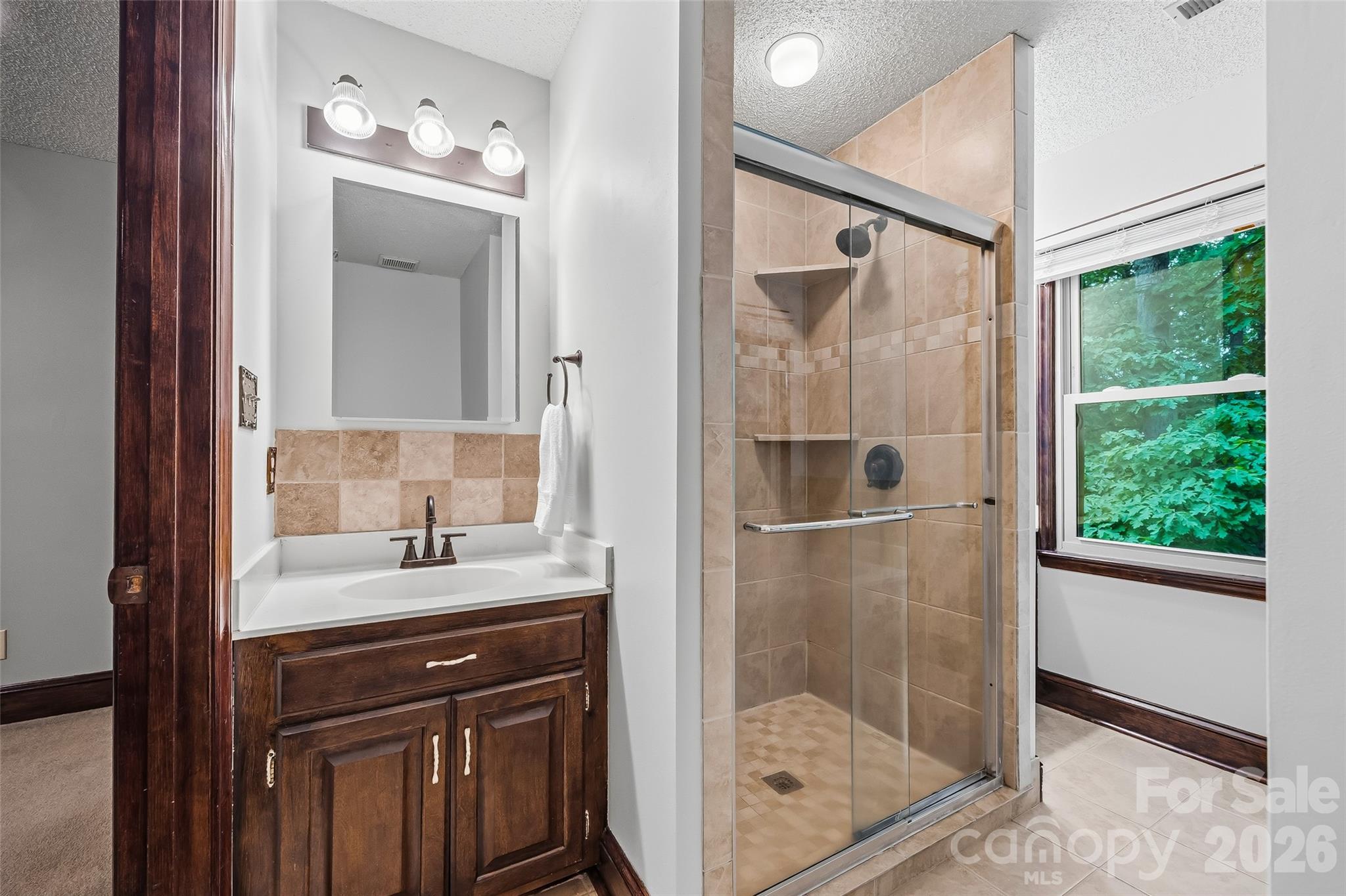 1596 Old Tara Lane Fort Mill, SC 29708 - Photo 31 of 47 a bathroom with a shower sink and mirror
