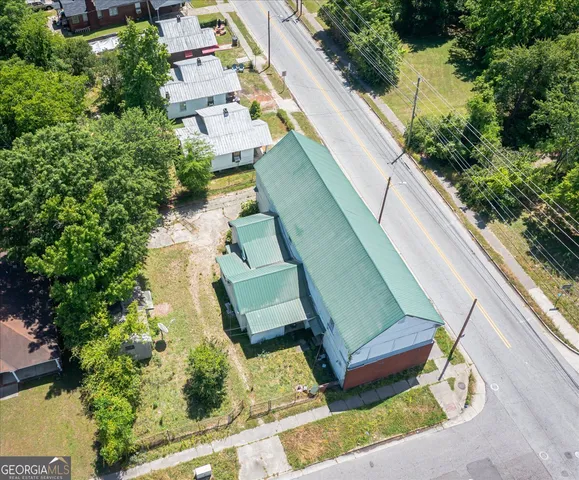 an aerial view of a house