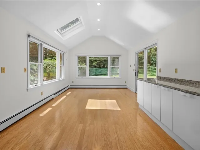 an empty room with windows