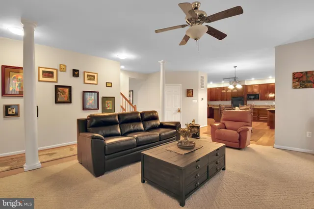 a living room with furniture