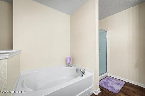 a bathroom with a tub