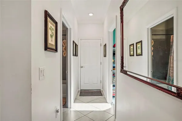 a view of a hallway with elevator