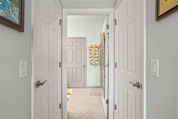 a view of a bathroom from the hallway