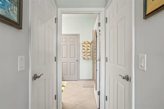 a view of a bathroom from the hallway