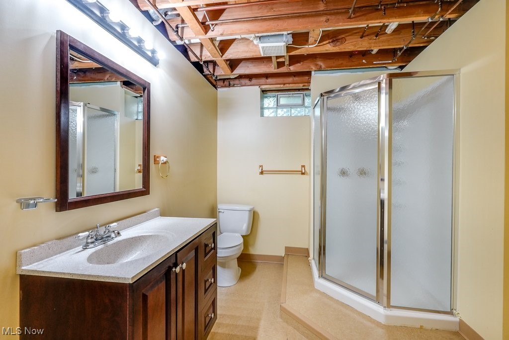11662 Dunham Road Northfield, OH 44067 - Photo 41 of 50 3rd Full Bathroom with vanity, toilet, and an enclosed shower serves the lower level
