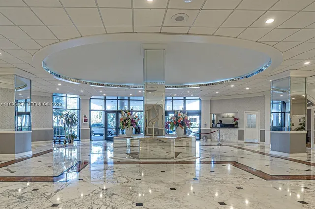 a view of a lobby with garage