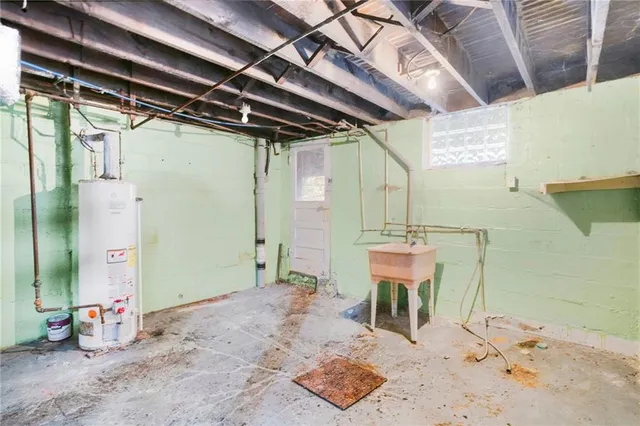 a view of a hallway with seating area