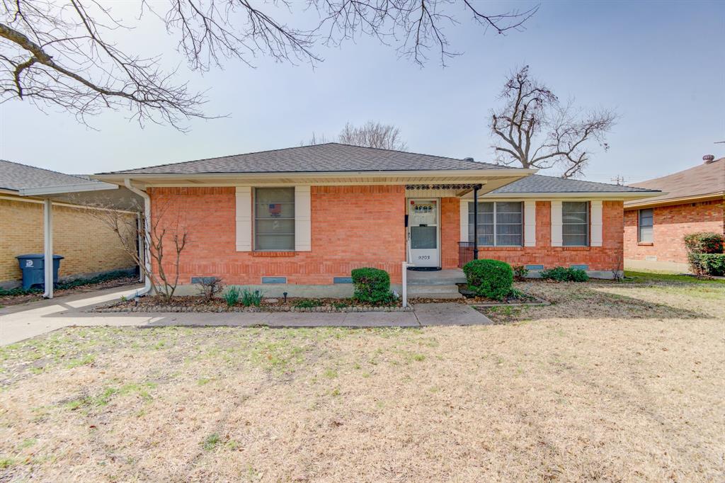 9203 Lindaro Lane Dallas, TX 75228 - Photo 2 of 32 Single story home with crawl space, a shingled roof, brick siding, and a front yard