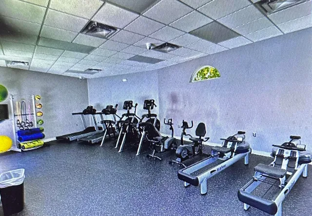 a room with gym equipment