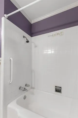 a bathroom with a bathtub