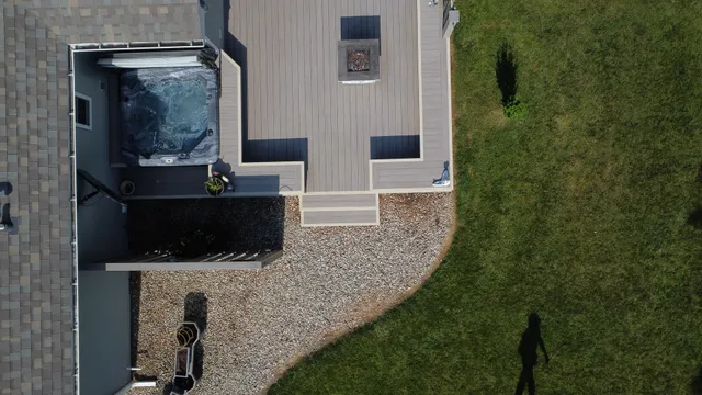 an aerial view of a house