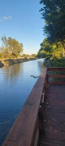 a view of a backyard with pathway