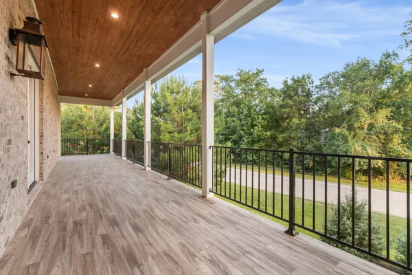a view of a balcony with lake view