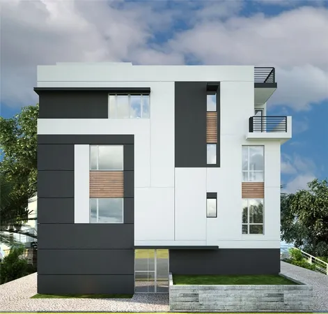 a front view of a house with windows
