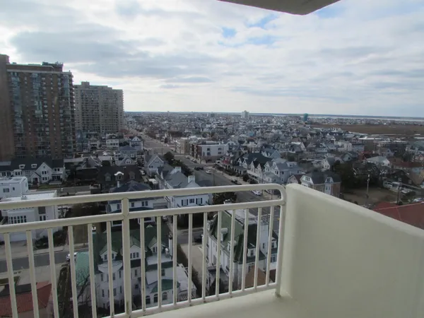 a view of city from a balcony